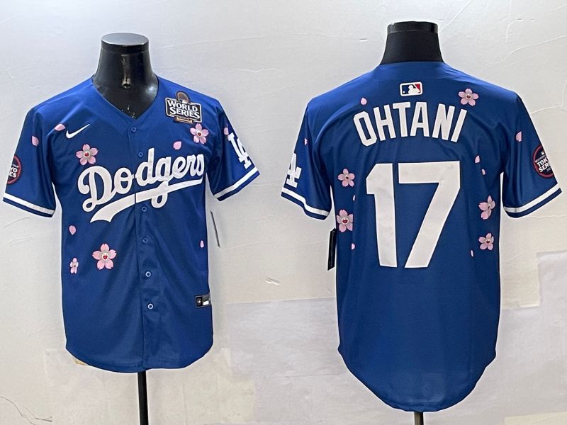 Men Los Angeles Dodgers #17 Ohtani Blue Sakura Edition 2025 Nike MLB Jersey style 8->los angeles dodgers->MLB Jersey